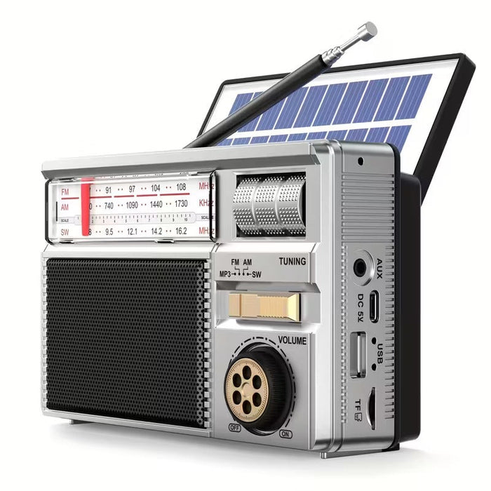 Radio portable multifonction FM/AM/Bluetooth/solaire