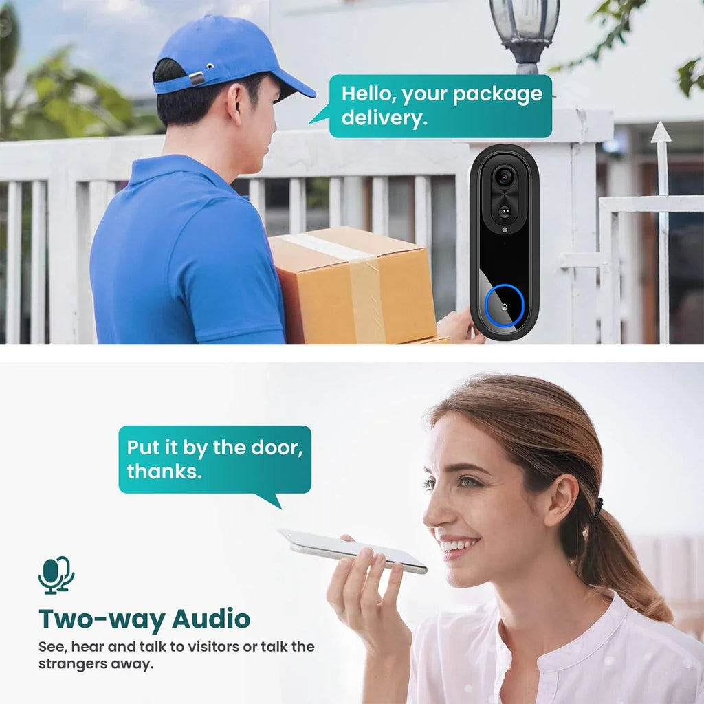 Sonnette connectée avec caméra Wi-Fi 1080p