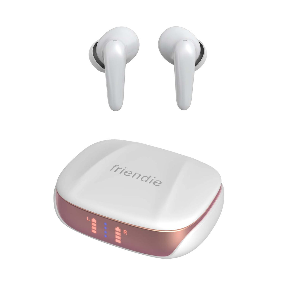 Pearl white and rose gold AIR Focus ANC wireless earbuds