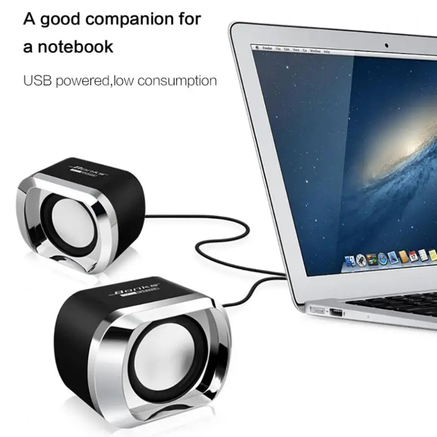Black computer speakers with bass subwoofer