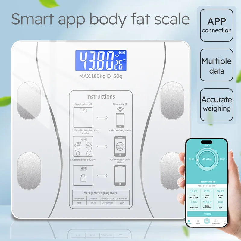 White smart Bluetooth body fat scale