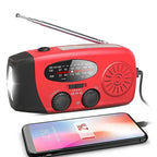 Aurinkopaneelilla ja käsikammella varustettu hätäradio