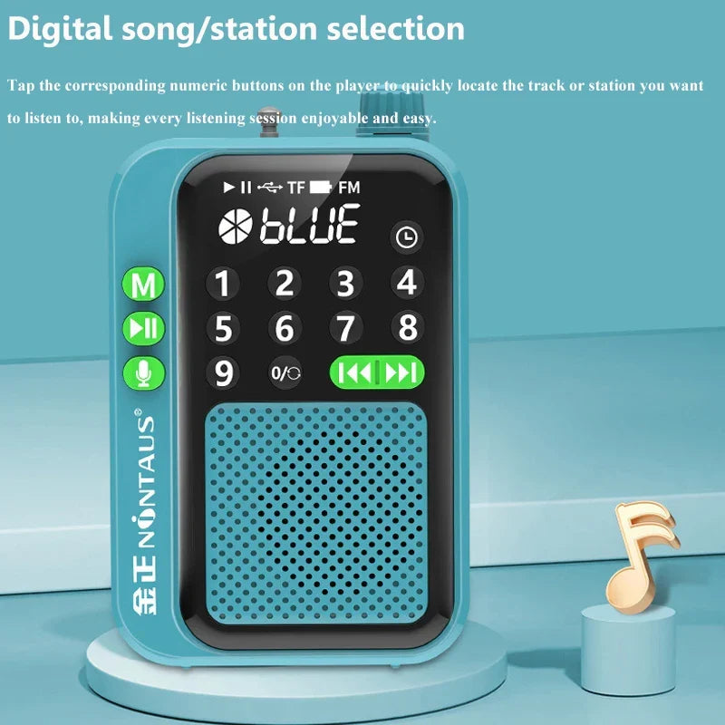 Blue rechargeable portable mini FM radio