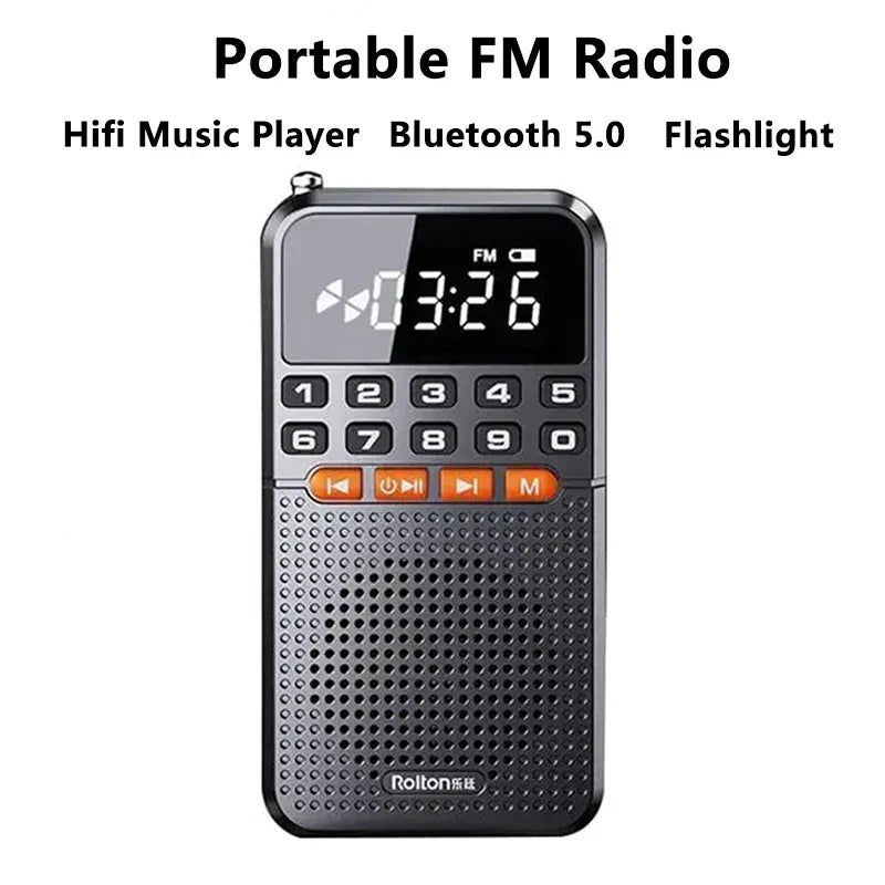 Mini-radio FM à double antenne, noire