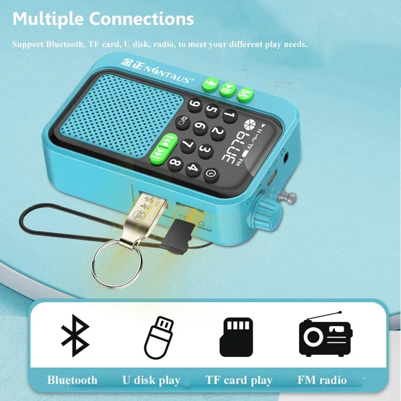 Blue rechargeable portable mini FM radio