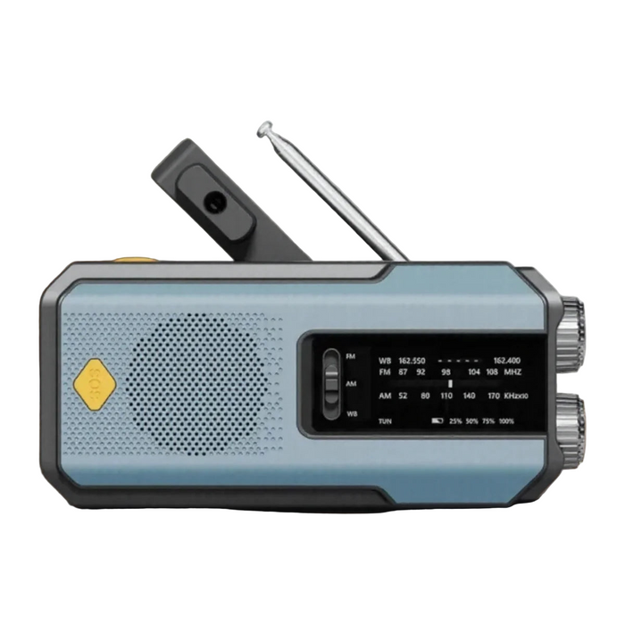 Radio d’urgence solaire avec lampe torche LED, bleue