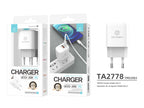 Valkoinen Techancy TA2801 20 W -laturi PD- ja QC 3.0 -pikalatauksella